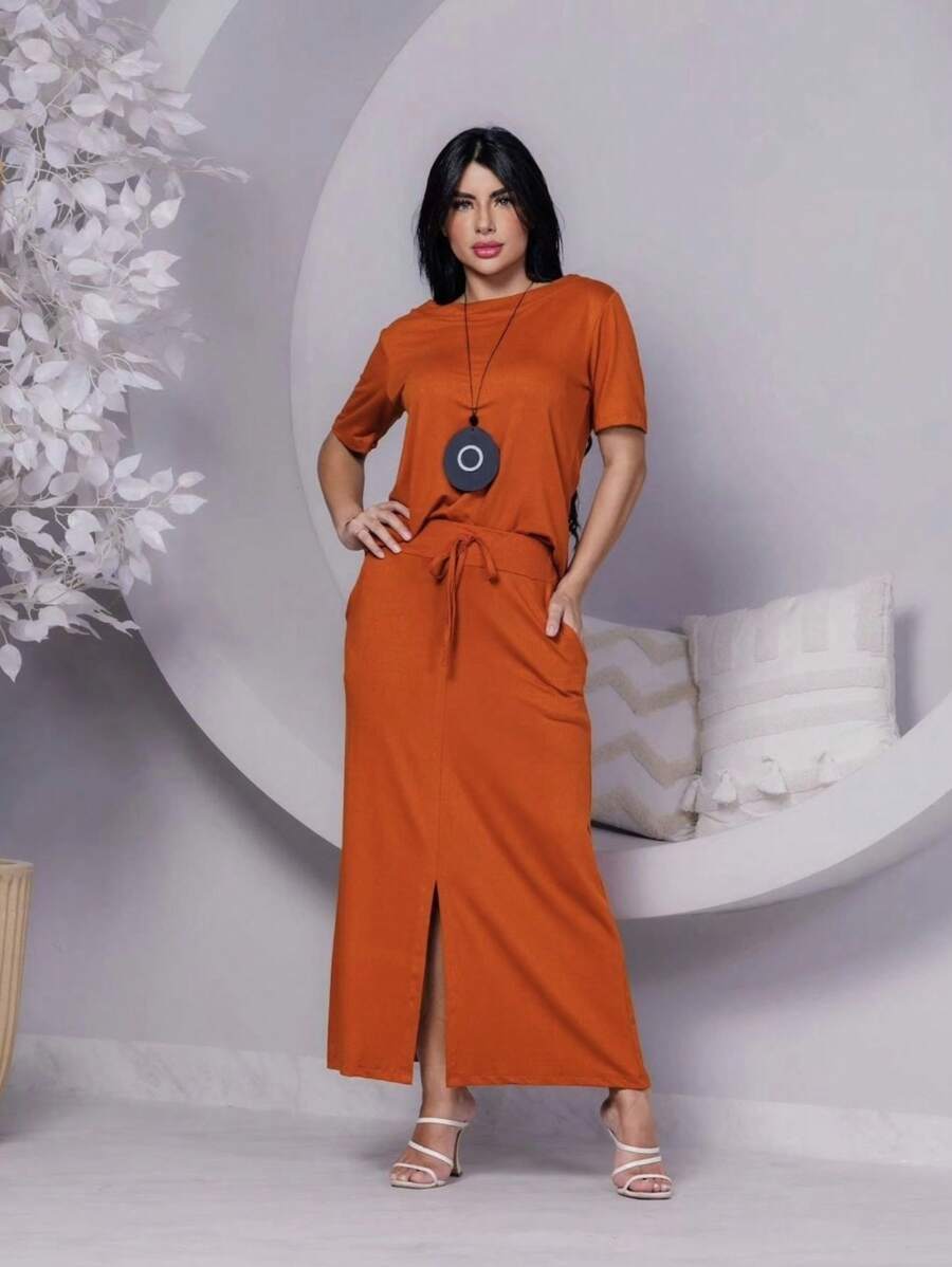 Women Two-Piece Outfits - 銅色 - 查看 1