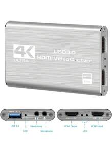 Rybozen Game Capture Karte USB 3.0 Video Card HD 1080P  Videoaufnahme mit Live- Übertragungen Recorder Gerät Streaming für Windows Linux OS X System - Silber - Übersicht 3