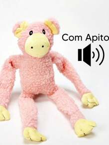 PORCO DE PELÚCIA GRANDE BICHINHO Bicho Brinquedo para Cachorro Pet Mordedor com Apito Som Olhos Bordados - Rosa Bebê - Visão 3