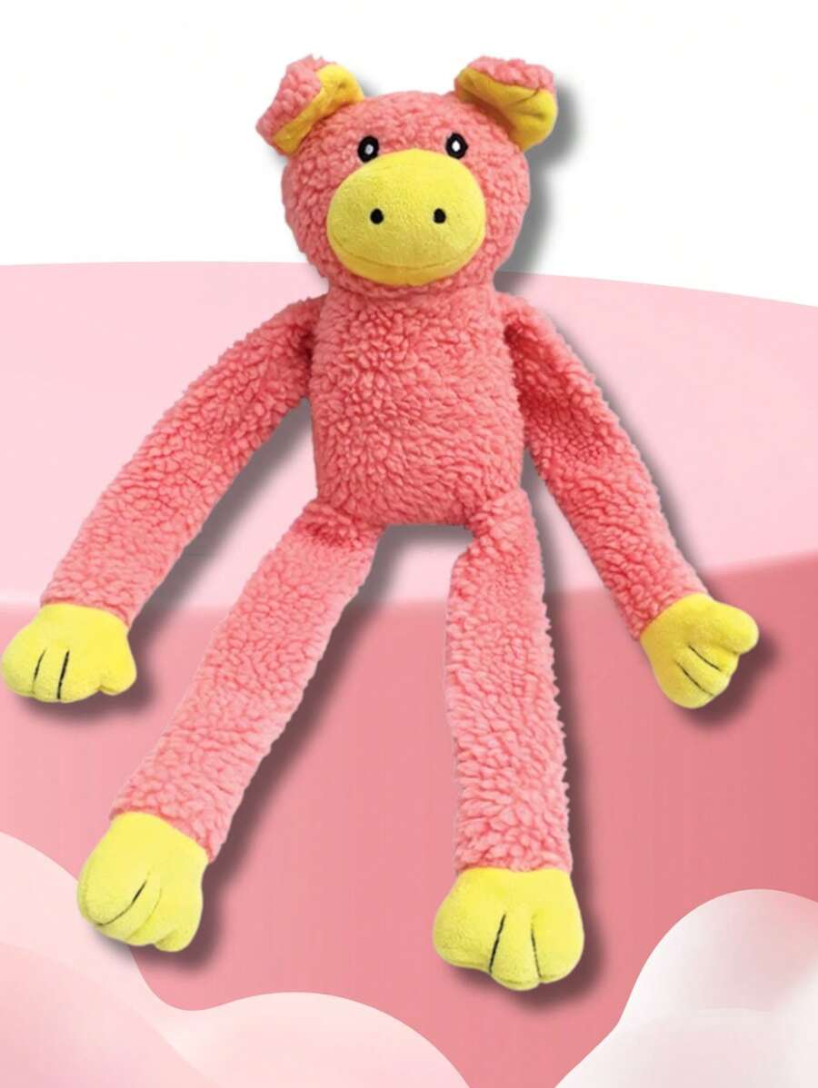 PORCO DE PELÚCIA GRANDE BICHINHO Bicho Brinquedo para Cachorro Pet Mordedor com Apito Som Olhos Bordados - Rosa Bebê - Visão 1