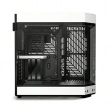 HYTE Y60 - Modern Aesthetic Dual Chamber Panoramic Tempered Glass Mid-Tower ATX Computer Gaming PC Case With PCIE 4.0 Riser Cable Included - White - 黑與白 - 查看 4