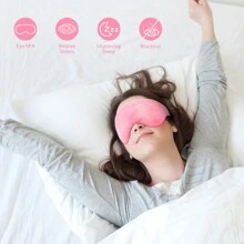 Blackout Weighted Eye Mask With Removable Inner For Heating/Cold, Soft Plush Cotton - Pink - View 2
