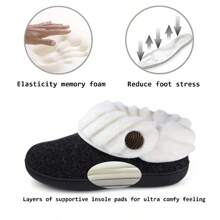 Wishcotton Women's Comfy Fuzzy Felt Memory Foam Slippers, Ladies' Closed Back House Shoes With Nonslip Rubber Sole - Black - View 4