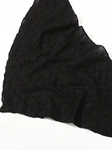 1 chiếc khăn quàng cổ tam giác thêu hoa màu đen, khăn bandana thanh lịch, khăn trùm đầu, phụ kiện tóc cho trang phục đi nghỉ dành cho phụ nữ - màu đen - Xem 4