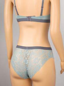 Conjunto de Ropa Interior con Encaje Cómodo, Tela Suave, Transpirable | Conjunto de Sostenedor, Brasier en Diferentes Colores - Verde - Ver 2