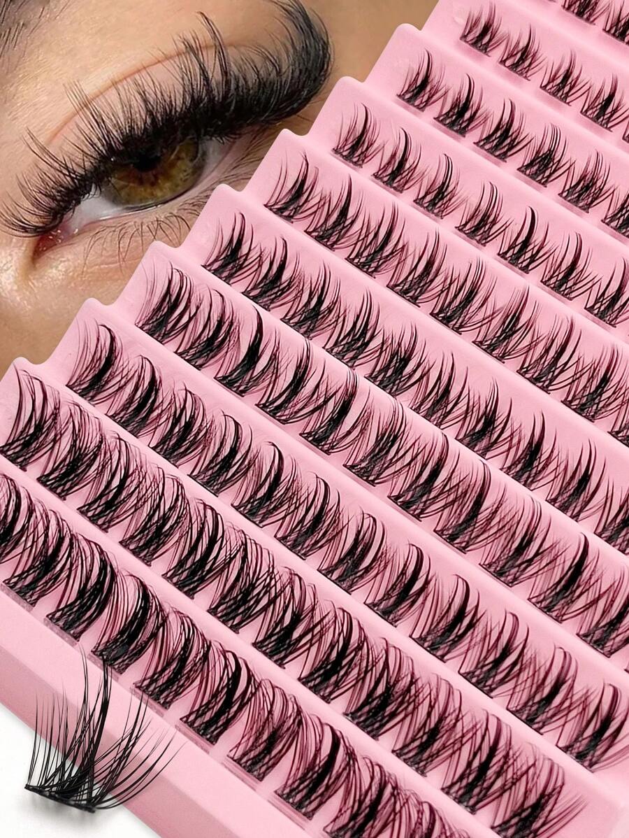 Asiteo 120pcs D-Curl Lengthening Individual Lashes, 8-16mm Thickness, Fluffy & Soft, DIY Eyelash Extension, Lash Clusters, Individual False Eyelashes - Black - View 1