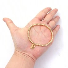 1 Máy Tính Cổ Điển Thép Không Gỉ Ban Đầu Vòng Tay Nữ Màu Vàng Vòng Tay Đính Hạt Dành Cho Nữ - Vàng - Xem 3