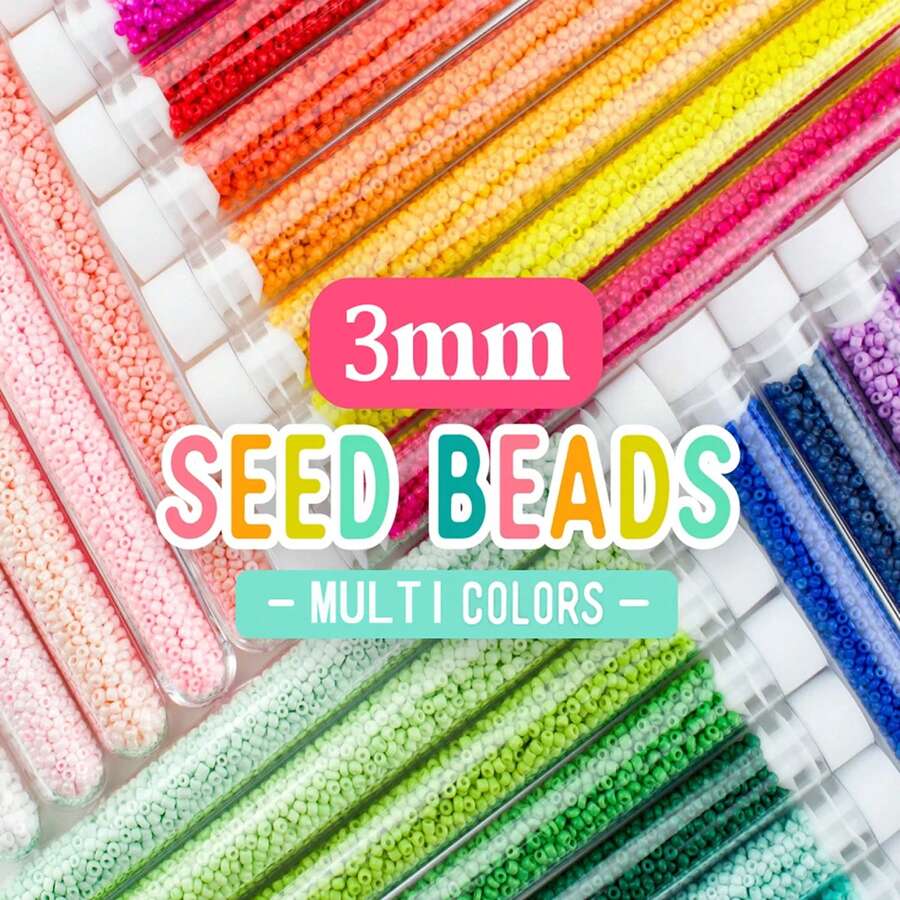 1box 3mm Glass Seed Beads For Jewelry Making Japanese Seed Beads Colorful Neon Beads For DIY Bracelet Earring Necklace Craft With Crystal Elastic String For Jewelry Making DIY Handmade Bracelet Accessories