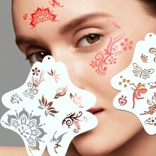 1set Stage Makeup Face Practice Template With Eye & Totem Design Hollow Out Print Diy Template - White - View 2