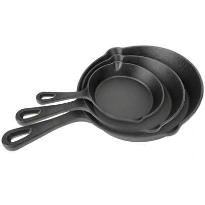 1Pc Pre-Seasoned Cast Iron Skillet Set 6/8/10in Non-Stick Oven Safe Cookware Heat-Resistant Frying Pan Set Of 3