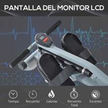 HOMCOM Máquina de Remo Plegable Resistencia Ajustable con Digital Monitor LCD para Fitness y Ejercicios de Musculación o Resistencia para Gimnasio Casa Carga 100KG 130x47,5x67 cm - Gris - Ver 6