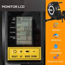 HOMCOM Máquina de Remo Plegable con 8 Niveles de Resistencia Magnética Volante de 4kg Monitor LCD Silencioso Carga 120kg para Fitness Entrenamiento en Casa Acero Aluminio 185x58x57 cm Negro y Plata - Negro - Ver 7
