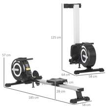 HOMCOM Máquina de Remo Plegable con 8 Niveles de Resistencia Magnética Volante de 4kg Monitor LCD Silencioso Carga 120kg para Fitness Entrenamiento en Casa Acero Aluminio 185x58x57 cm Negro y Plata - Negro - Ver 3