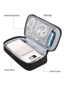 1 Miếng Mới Du lịch Hộp đựng Cái túi Cable Lưu trữ Tổ chức Cord Hộp đựng Đối với Bàn Túi đựng Mang Loại vỏ Có thể mang đi Không thấm nước Túi Lưu trữ  Đối với Cable Cord - màu đen - Xem 4