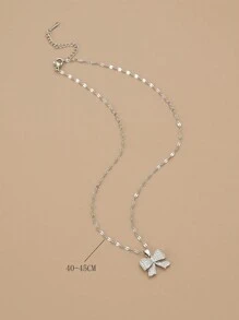 1pc Full Crystal Bowknot Stainless Steel Necklace For Women Valentines