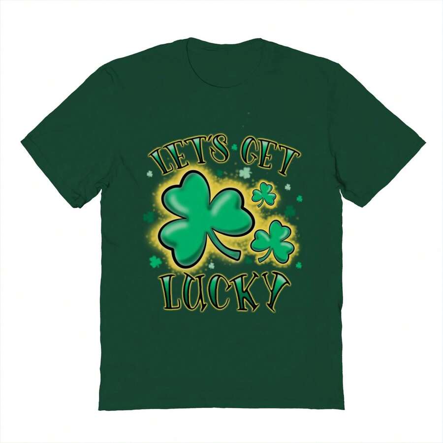 Nearly There Lets Go Lucky Graphic Forest Green Unisex Cotton Short-Sleeve T-Shirt - màu xanh lá - Xem 1