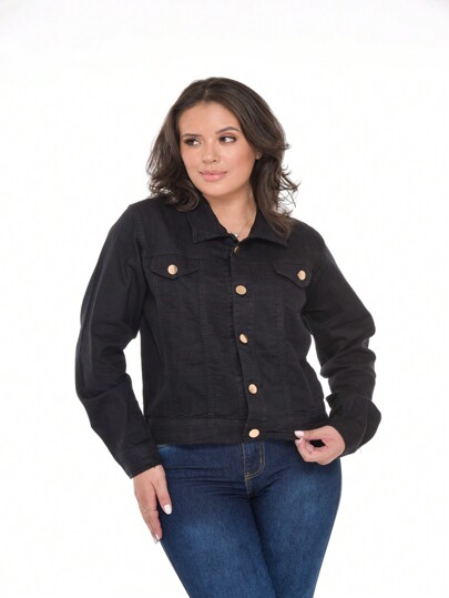 Jaqueta Jeans com barra manga Bufantes Jaqueta colorida