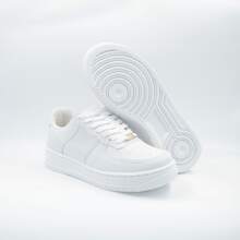 Tênis Feminino Branco Casual Dia a dia Leve e Confortável - Branco - Visão 3