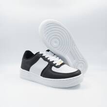 Women Wedge Sneakers - Black and White - View 3