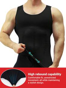 Boyfriend Style Men's Breathable Compression Tank Top For Chest Binding And Tummy Control During Exercise Gym Clothes Boyfriend Style Men Basic T Shirt - Black - View 7