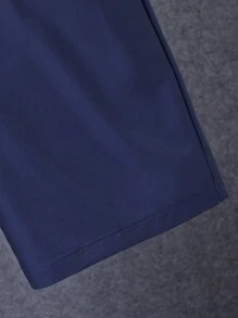 2pcs/Set Tween Boy Casual Leaf Ditsy Floral Turndown Collar Short Sleeve Shacket And Solid Color Shorts Set, Spring/Summer - Royal Blue - View 6