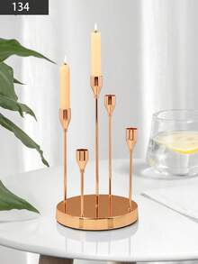 3入組/1套水滴電鍍金屬拋光燭台裝飾燈，輕奢現代創意裝飾客廳婚禮餐廳北歐珠寶裝飾 - 玫瑰金 - 查看 4