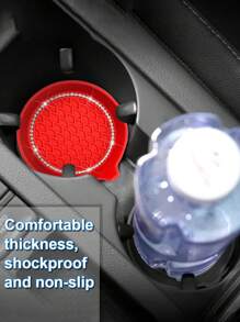 1/2pcs Car Cup Holder Coasters, Shiny Cup Holder Inlay Coasters, Universal Car Anti-Slip Cup Holder Decorative Silicone Cup Mats, Car Interior Pad, 8cm/3.1in Soft Crystal Rhinestone Rubber Coaster Set Round Car Beverage Cup Holder Accessories - One Size - View 8