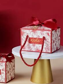 3 Piezas/set Caja De Regalo Para Bebé, Paquete Portátil De Regalo Para Recién Nacido Con 3 Tamaños Diferentes, Bolsa De Regalo Creativa - Rojo - Ver 5