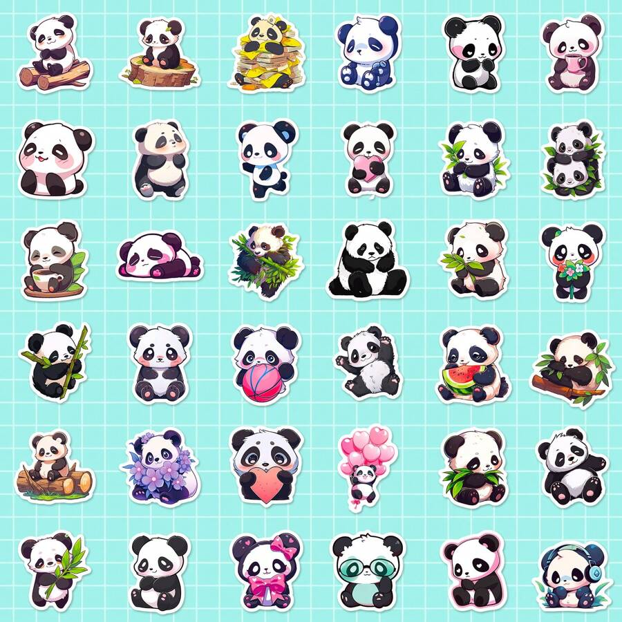 100Pcs Cute Animal Stickers For Water Bottles, Pandas Cows Vinyl ...