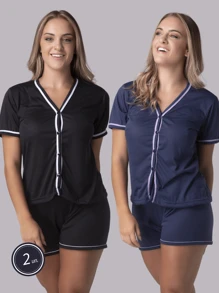 Women Pajama Sets - 黑色 - 查看 1