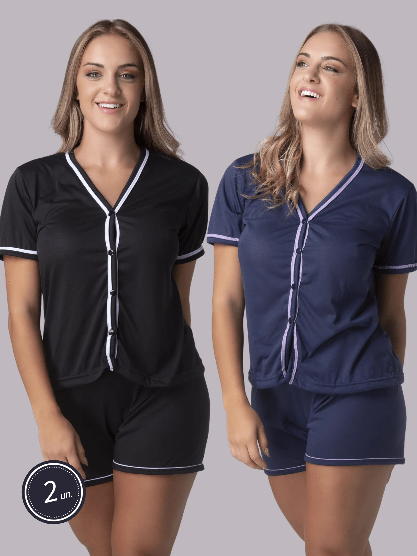 Women Pajama Sets - 黑色 - 查看 1