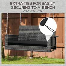 Outsunny 2-Seater Garden Bench Cushion With Ties, Swing Chair Cushion, Replacement Cushion For Outdoor Furniture, 110 X 46 Cm