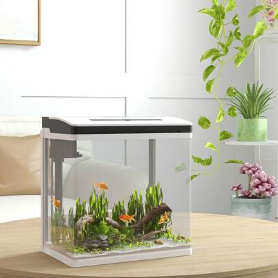 PawHut Aquarium, Glass Fish Tank With Filter, LED Lighting, Water Pump, For Bettas, Guppies, Mini Parrot Fishes, Shrimp, Goldfish