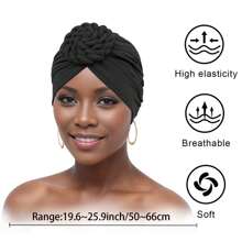 2 pezzi Turbanti da donna, Cappelli a turbante a nodo di moda dai colori solidi con pattern a bussola, confortevoli e traspiranti, adatti per la casa, l