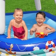 Piscina Inflable Infantil con Techo Barco Alberca Hinchable Azul 2.13 Mts Piscina Para Niños y Niñas con Capacidad 282 litros - Azul - Ver 2