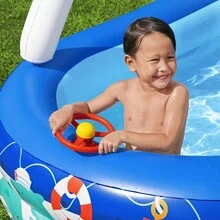 Piscina Inflable Infantil con Techo Barco Alberca Hinchable Azul 2.13 Mts Piscina Para Niños y Niñas con Capacidad 282 litros - Azul - Ver 4