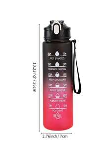 1pc Large Capacity Plastic Cup With Scale, Straw, Ideal For Sports, Cycling, Yoga, Hiking, Running, Cute Gift - Red - View 2