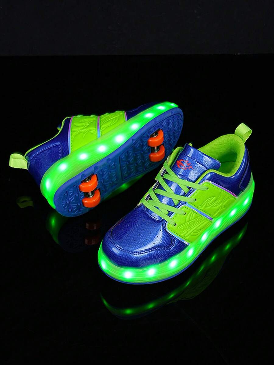 學生戶外運動休閒可拆卸雙輪滾動溜冰鞋,男女皆宜,步行和滑冰二合一 - 寶藍色 - 查看 1