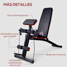 HOMCOM Banco de Pesas Banco de Musculación Respaldo Inclinable de 7 Niveles y 2 Cuerdas para Entrenamiento Completo Banco Abdominales Gimnasia en Casa - Negro - Ver 5