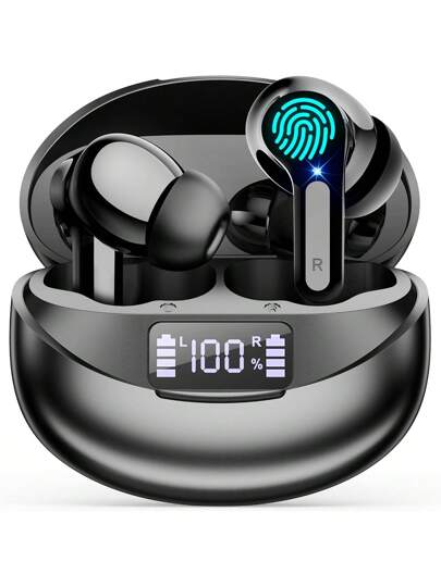 Tagry Cuffie senza fili I17, cuffie stereo Hi-Fi con cancellazione del rumore CVC, auricolari senza fili a prova di rumore per 35 ore di utilizzo, auricolare Bluetooth per iOS/Android/palestra/sport/viaggio/regalo