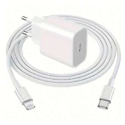 20W EU Standard Wall Charger Adapter + 3.3ft/100cm High-Efficiency Data Transmission Fast Charging Cable Compatible With IPhone 14 Pro Max/14 Pro/14 Plus/14/13/12/11 Pro Max Pro Plus/XS/XR/8/7/6/IPad Series, EU Plug Charger Set Suitable For Travel, Office, Dorm, And Home Nan