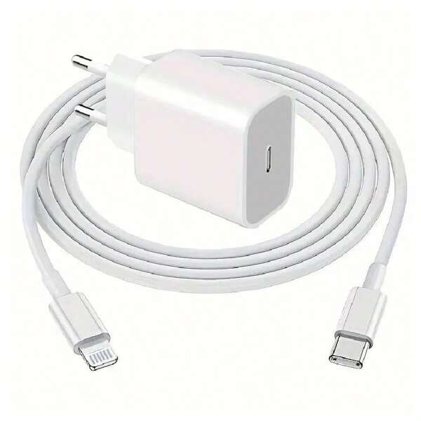 20W EU Standard Wall Charger Adapter + 3.3ft/100cm High-Efficiency Data Transmission Fast Charging Cable Compatible With IPhone 14 Pro Max/14 Pro/14 Plus/14/13/12/11 Pro Max Pro Plus/XS/XR/8/7/6/IPad Series, EU Plug Charger Set Suitable For Travel, Office, Dorm, And Home Nan