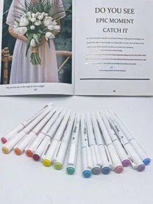 15pcs/Box Sparkle Glitter Highlighters Art Shimmer Marker Pens For Journaling, Painting, Scrapbooking & School Supplies Back To School