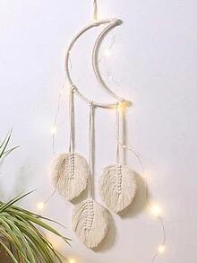 1入組臥室掛牆掛毯,客廳掛牆挂環星月編織掛毯,適用於辦公室家居裝飾 - 米色 - 查看 9