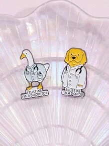2入組"trust Me I'm A Ducktor/dogtor" 胸針徽章,有趣的珠寶禮物,適合贈送給朋友 - 彩色 - 查看 6