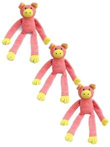PORCO DE PELÚCIA GRANDE BICHINHO Bicho Brinquedo para Cachorro Pet Mordedor com Apito Som Olhos Bordados - Rosa Bebê - Visão 6