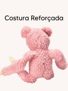 PORCO DE PELÚCIA GRANDE BICHINHO Bicho Brinquedo para Cachorro Pet Mordedor com Apito Som Olhos Bordados - Rosa Bebê - Visão 4