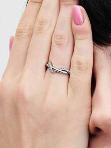 100 925 sterling bạc Đồ trang sức Nhẫn Là Thích hợp Đối với Nguyên bản Nồi Nhẫn 1 : 1 , Thích hợp Đối với phụ nữ Đến Làm Đồ trang sức Dát Giường đơn Nhẫn Lung linh Xung quanh Xoăn Sóng Nhẫn , Thích hợp Đối với Ngày lễ tình nhân Lễ cưới Hôn ước Trang sức cô dâu - Bạc - Xem 3