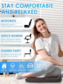 14.5" X 10.5" Gel Seat Cushion Portable Massage Travel Cushions Foldable For Car Office Chair Wheelchair Hip Coccyx, Sciatica, Pressure Sores Tailbone Pain Relief