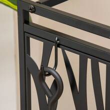 HOMCOM Steel Firewood Log Holder Indoor Outdoor Firewood Rack Fireplace Wood Storage Shelf With 4 Tools, Hooks, Tree Pattern Design, Rust-Resistant, Black, 46W X 30D X 70H Cm - Black - View 10